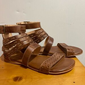 BED|STU NEW gladiator Real Leather zip back Brown Leather Sandals SIZE 9
